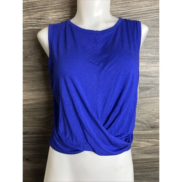 Zenana Royal Blue Twist Crop Top XL Super Soft Rayon Stretch - Picture 2 of 6